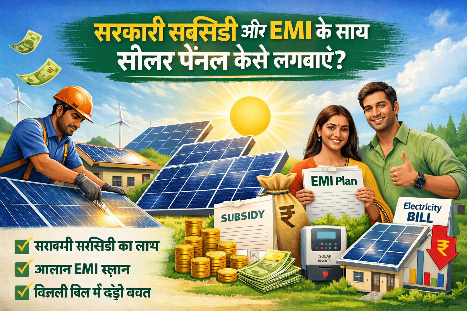 सरकारी सब्सिडी और EMI के साथ सोलर पैनल कैसे लगवाएं?