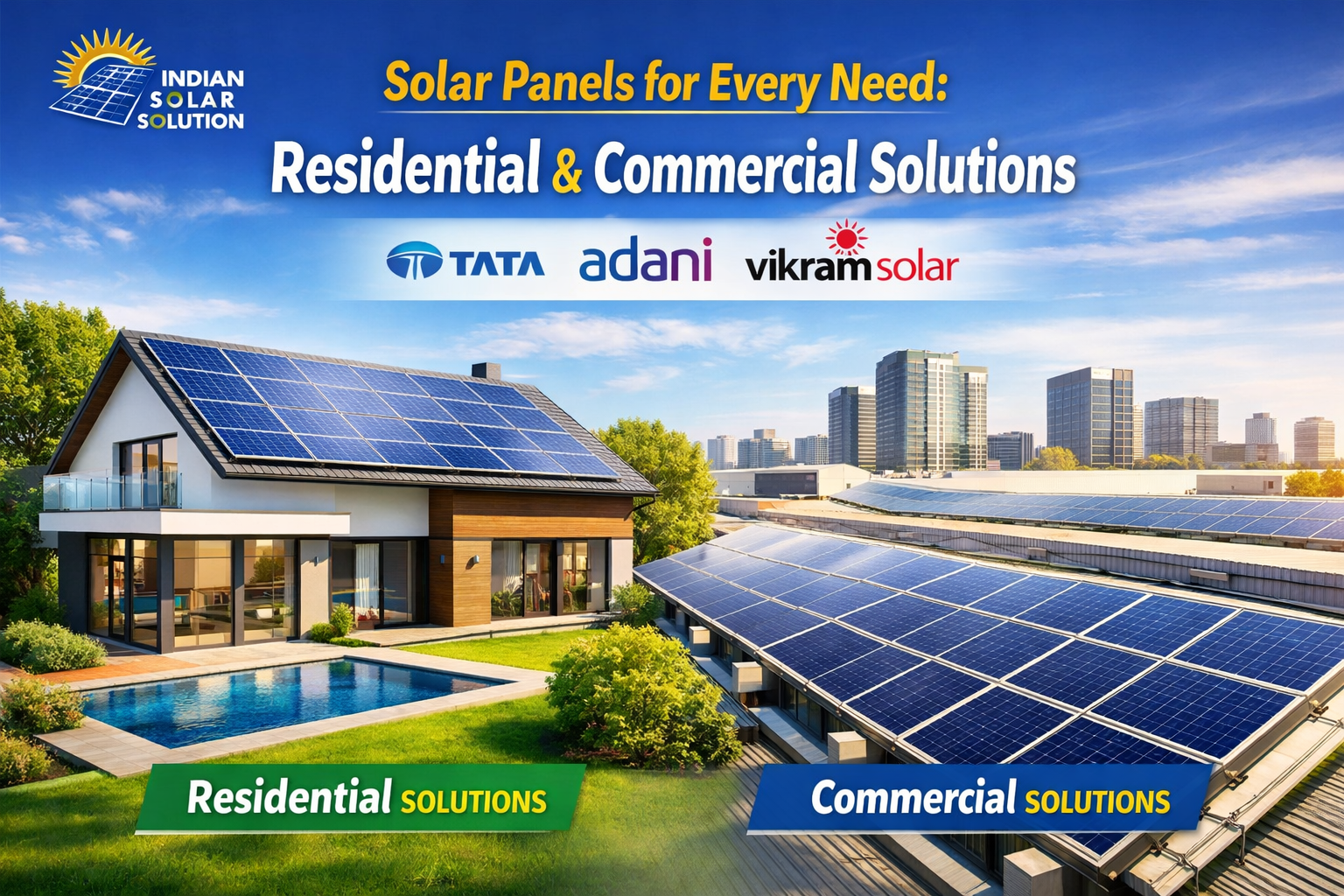 Solar Panels for Every Need: Residential & Commercial Solutions with Tata, Adani & Vikram